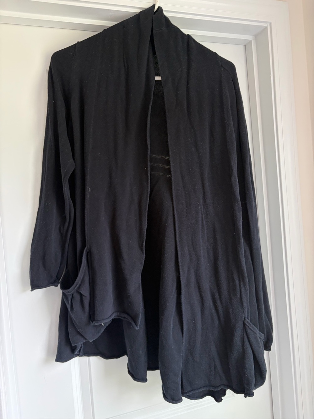 fresh produce Black Open-Front Draped Cardigan